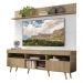 Rack com Painel TV 65" Madri Multimóveis Rustic/Branco com Prateleira e Pés Retrô Natural