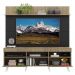Rack com Painel TV 65" Madri Multimóveis Rustic/Preto com Prateleira e Pés Retrô Branco