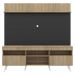 Rack com Painel TV 65" Madri Multimóveis Rustic/Preto com Prateleira e Pés Retrô Branco