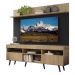 Rack com Painel TV 65" Madri Multimóveis Rustic/Preto com Prateleira e Pés Retrô Preto
