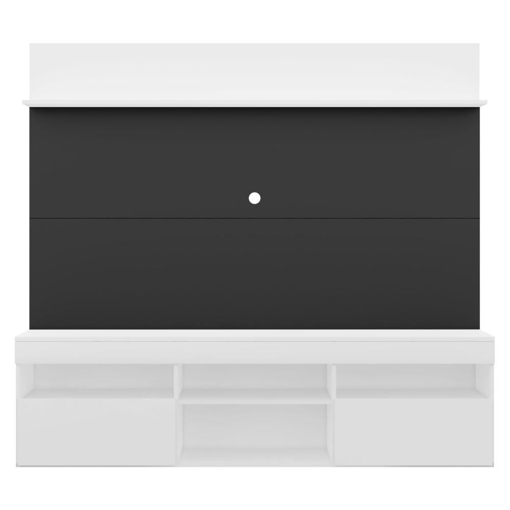 Rack com Painel TV 65" Madri Multimóveis com Suporte e Prateleira Branco/Preto