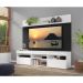 Rack com Painel TV 65" Madri Multimóveis com Suporte e Prateleira Branco/Preto