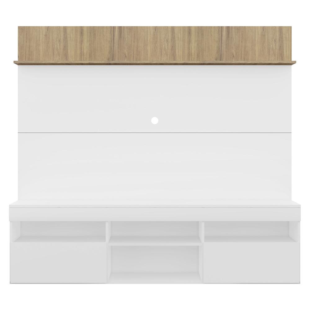 Rack com Painel TV 65" Madri Multimóveis com Suporte e Prateleira Branco/Rustic