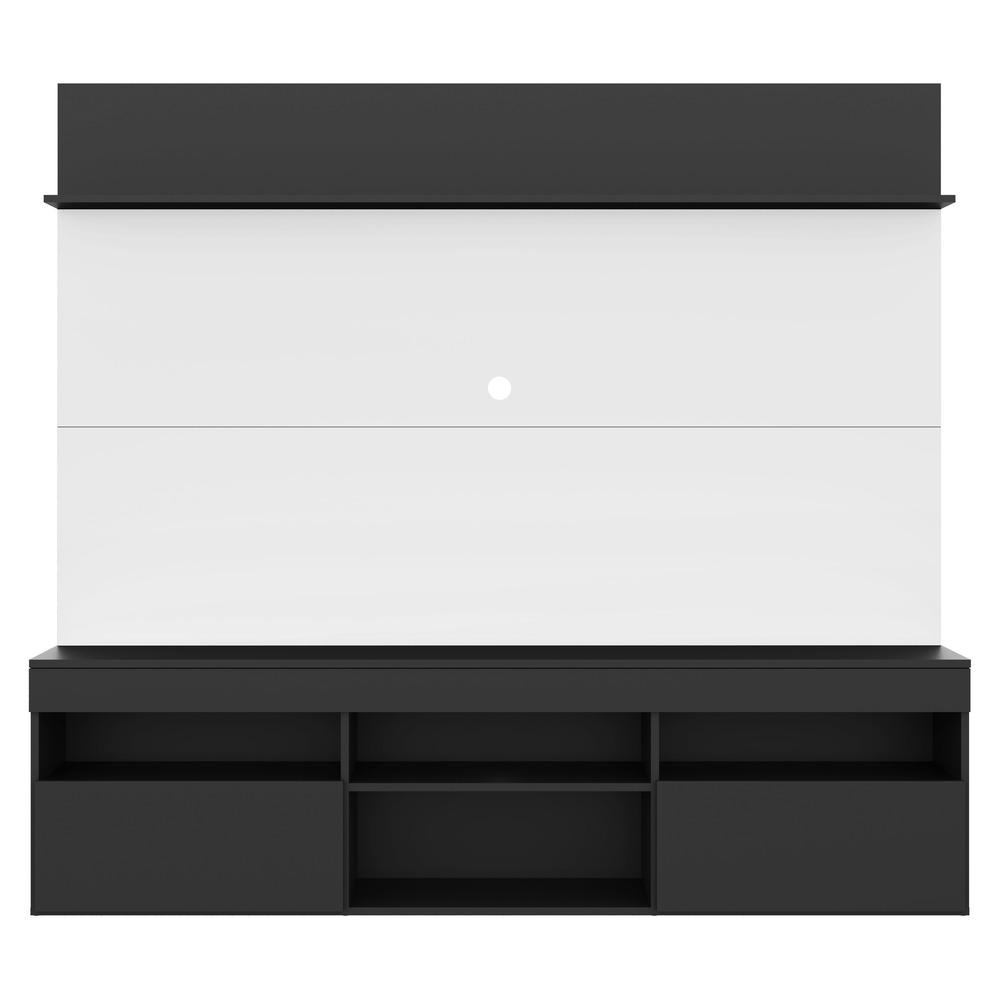 Rack com Painel TV 65" Madri Multimóveis com Suporte e Prateleira Preto/Branco