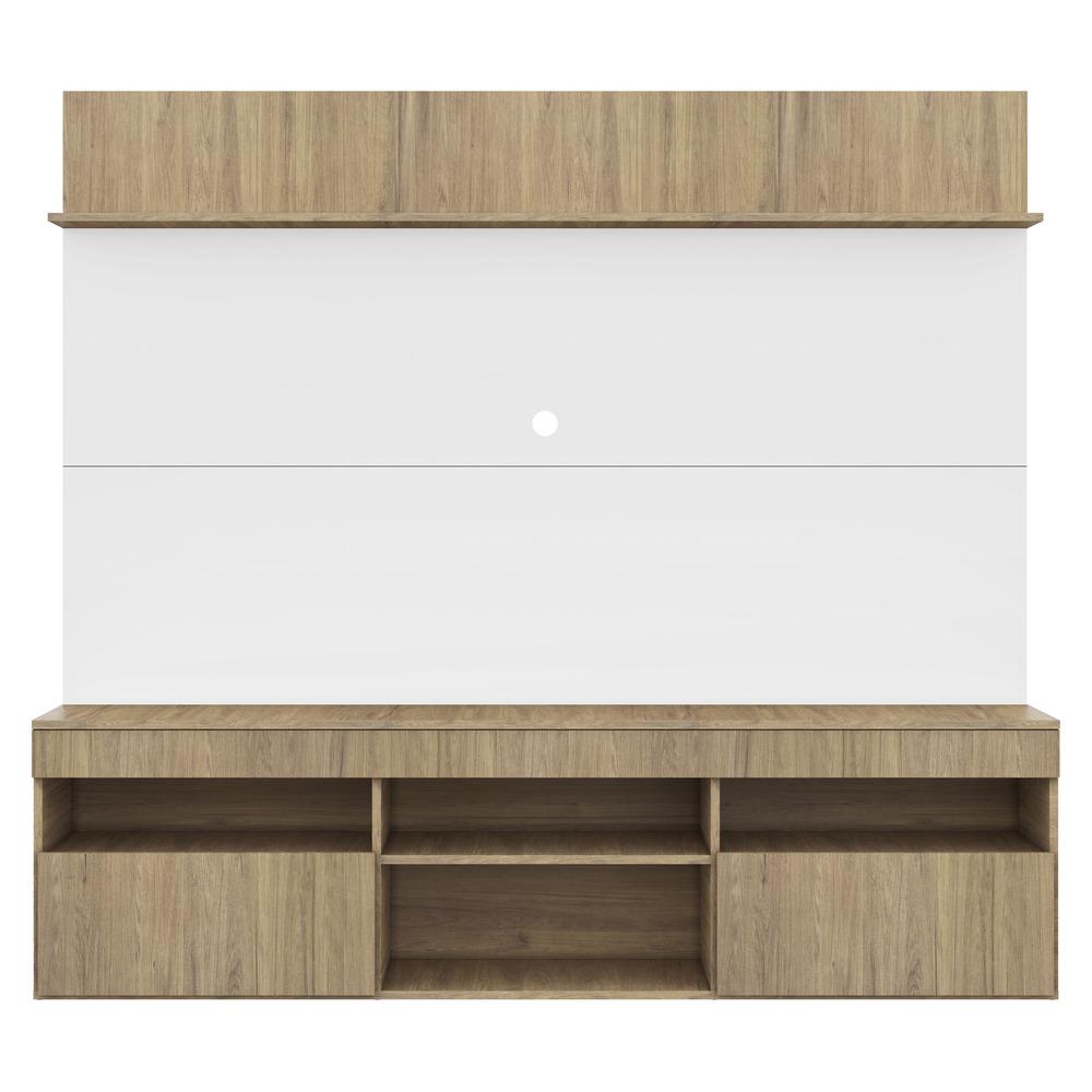 Rack com Painel TV 65" Madri Multimóveis com Suporte e Prateleira Rustic/Branco