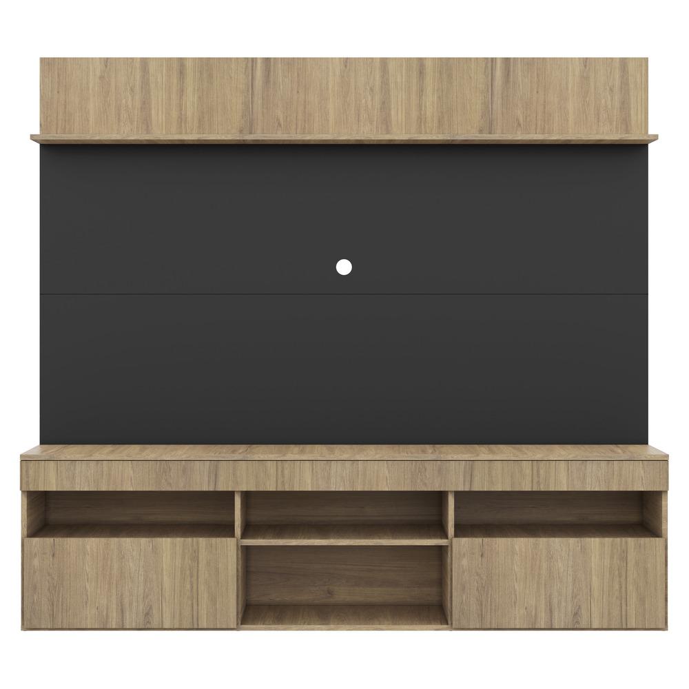 Rack com Painel TV 65" Madri Multimóveis com Suporte e Prateleira Rustic/Preto