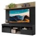 Rack com Painel TV 65" Madri Multimóveis e Prateleira Preto/Rustic