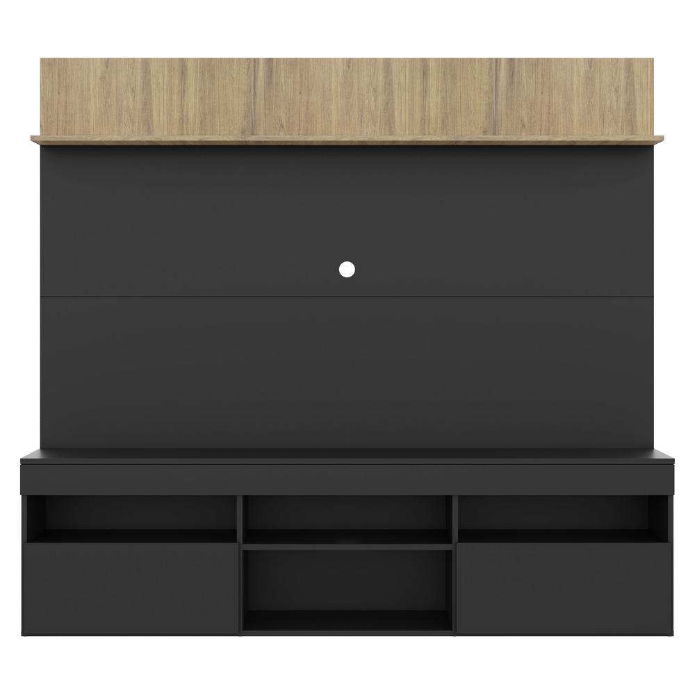 Rack com Painel TV 65" Madri Multimóveis e Prateleira Preto/Rustic