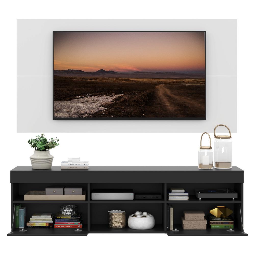 Rack com Painel TV 65" com 2 portas Londres Multimóveis Preto/Branco