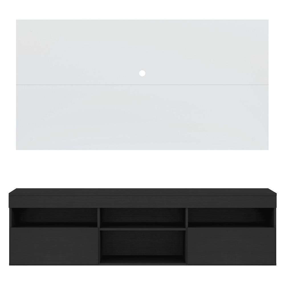 Rack com Painel TV 65" com 2 portas Londres Multimóveis Preto/Branco