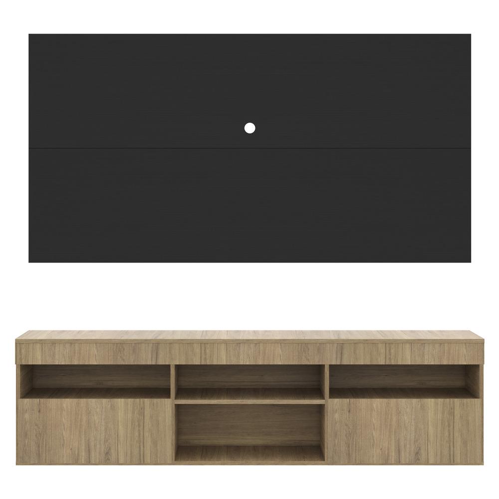 Rack com Painel TV 65" com 2 portas Londres Multimóveis Rustic/Preto
