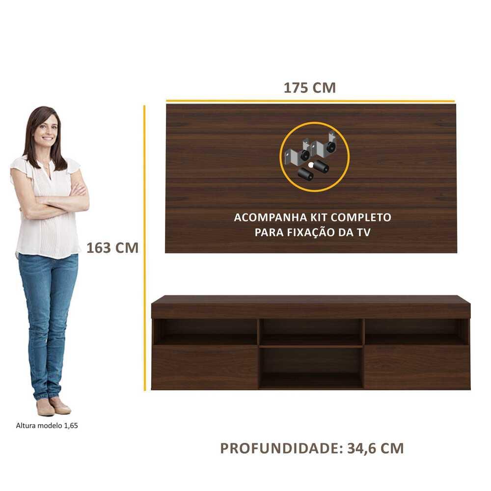 Rack com Painel e Suporte P/TV até 65" Flórida Multimóveis Duna