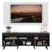 Rack com Painel e Suporte TV 65" Londres Multimóveis Pés Retrô e 2 portas Preto/Branco/Preto