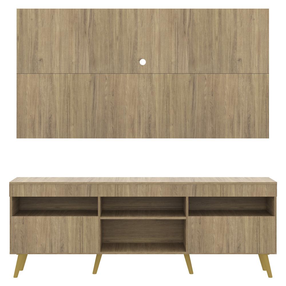 Rack com Painel e Suporte TV 65" Londres Multimóveis Pés Retrô e 2 portas Rustic/Natural