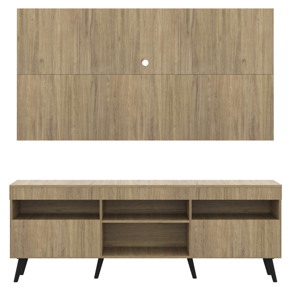 Rack com Painel e Suporte TV 65" Londres Multimóveis Pés Retrô e 2 portas Rustic/Preto