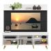 Rack com Painel e Suporte TV 65" Madri Multimóveis Branco/Preto com Prateleira e Pés Retrô Natural