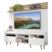 Rack com Painel e Suporte TV 65" Madri Multimóveis Branco/Rustic com Prateleira e Pés Retrô Natural