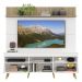 Rack com Painel e Suporte TV 65" Madri Multimóveis Branco/Rustic com Prateleira e Pés Retrô Natural
