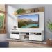 Rack com Painel e Suporte TV 65" Madri Multimóveis Branco/Rustic com Prateleira e Pés Retrô Natural