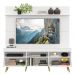 Rack com Painel e Suporte TV 65" Madri Multimóveis Pés Retrô e Prateleira Branco/Natural