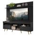 Rack com Painel e Suporte TV 65" Madri Multimóveis Pés Retrô e Prateleira Preto/Natural