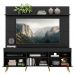 Rack com Painel e Suporte TV 65" Madri Multimóveis Pés Retrô e Prateleira Preto/Natural