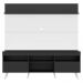 Rack com Painel e Suporte TV 65" Madri Multimóveis Preto/Branco com Prateleira e Pés Retrô Branco 