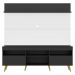Rack com Painel e Suporte TV 65" Madri Multimóveis Preto/Branco com Prateleira e Pés Retrô Natural