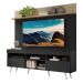 Rack com Painel e Suporte TV 65" Madri Multimóveis Preto/Rustic com Prateleira e Pés Retrô Branco