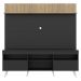 Rack com Painel e Suporte TV 65" Madri Multimóveis Preto/Rustic com Prateleira e Pés Retrô Branco