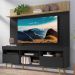 Rack com Painel e Suporte TV 65" Madri Multimóveis Preto/Rustic com Prateleira e Pés Retrô Natural