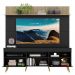 Rack com Painel e Suporte TV 65" Madri Multimóveis Preto/Rustic com Prateleira e Pés Retrô Natural