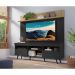 Rack com Painel e Suporte TV 65" Madri Multimóveis Preto/Rustic com Prateleira e Pés Retrô Preto