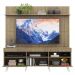 Rack com Painel e Suporte TV 65" Madri Multimóveis Rustic com Prateleira e Pés Retrô Branco