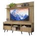 Rack com Painel e Suporte TV 65" Madri Multimóveis Rustic com Prateleira e Pés Retrô Preto