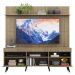 Rack com Painel e Suporte TV 65" Madri Multimóveis Rustic com Prateleira e Pés Retrô Preto