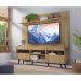 Rack com Painel e Suporte TV 65" Madri Multimóveis Rustic com Prateleira e Pés Retrô Preto