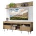 Rack com Painel e Suporte TV 65" Madri Multimóveis Rustic/Branco com Prateleira e Pés Retrô Branco