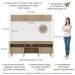 Rack com Painel e Suporte TV 65" Madri Multimóveis Rustic/Branco com Prateleira e Pés Retrô Natural