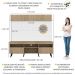 Rack com Painel e Suporte TV 65" Madri Multimóveis Rustic/Branco com Prateleira e Pés Retrô Preto