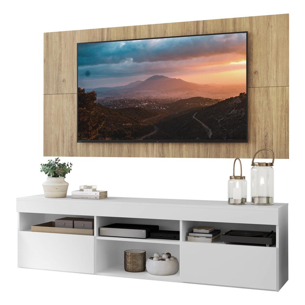 Rack com Painel e Suporte TV 65" com 2 portas Londres Multimóveis Branco/Rustic