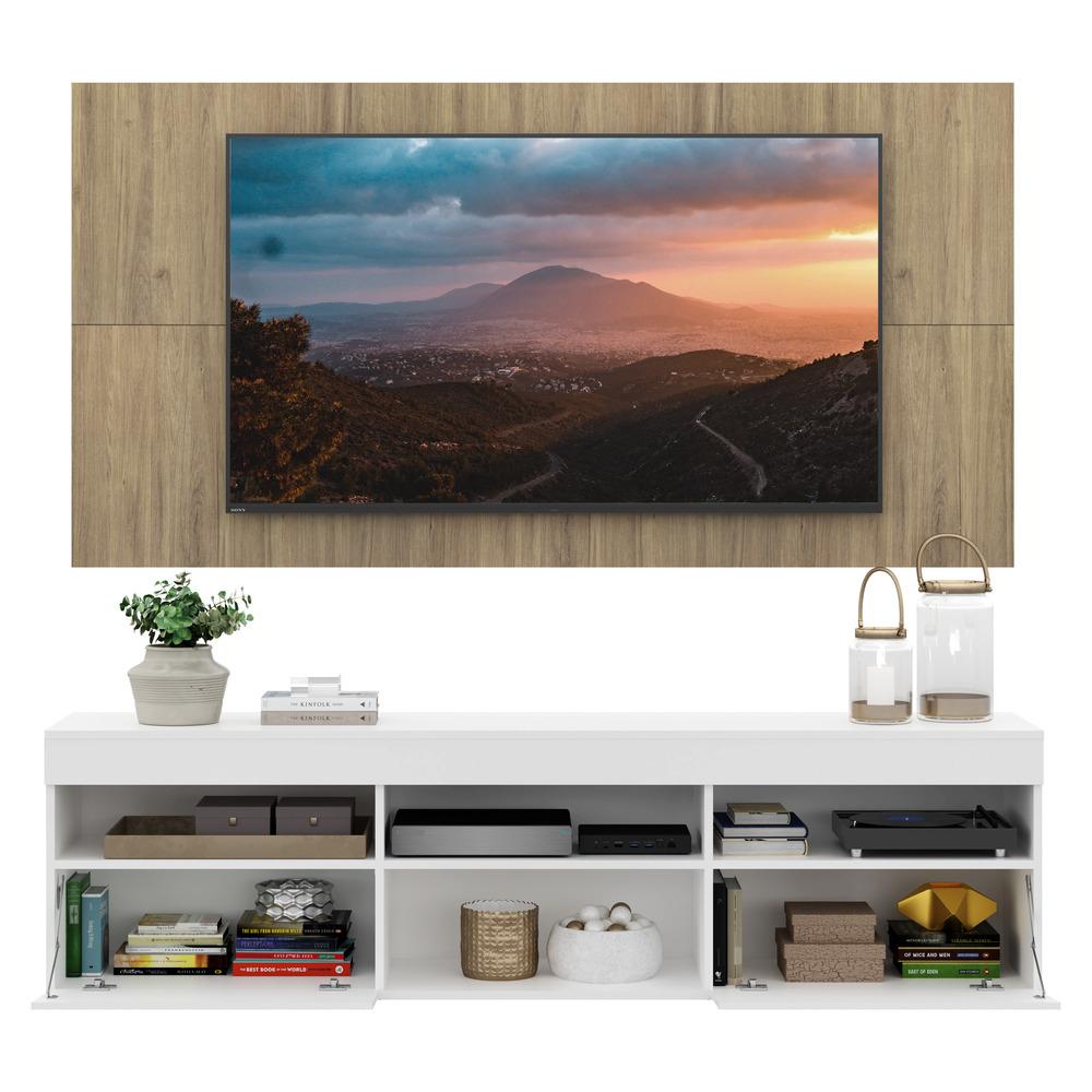 Rack com Painel e Suporte TV 65" com 2 portas Londres Multimóveis Branco/Rustic