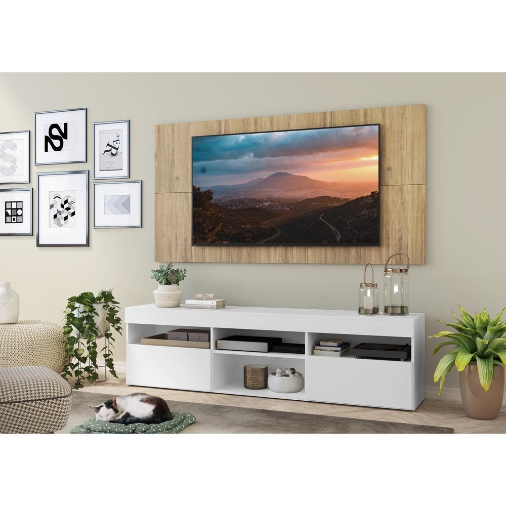Rack com Painel e Suporte TV 65" com 2 portas Londres Multimóveis Branco/Rustic