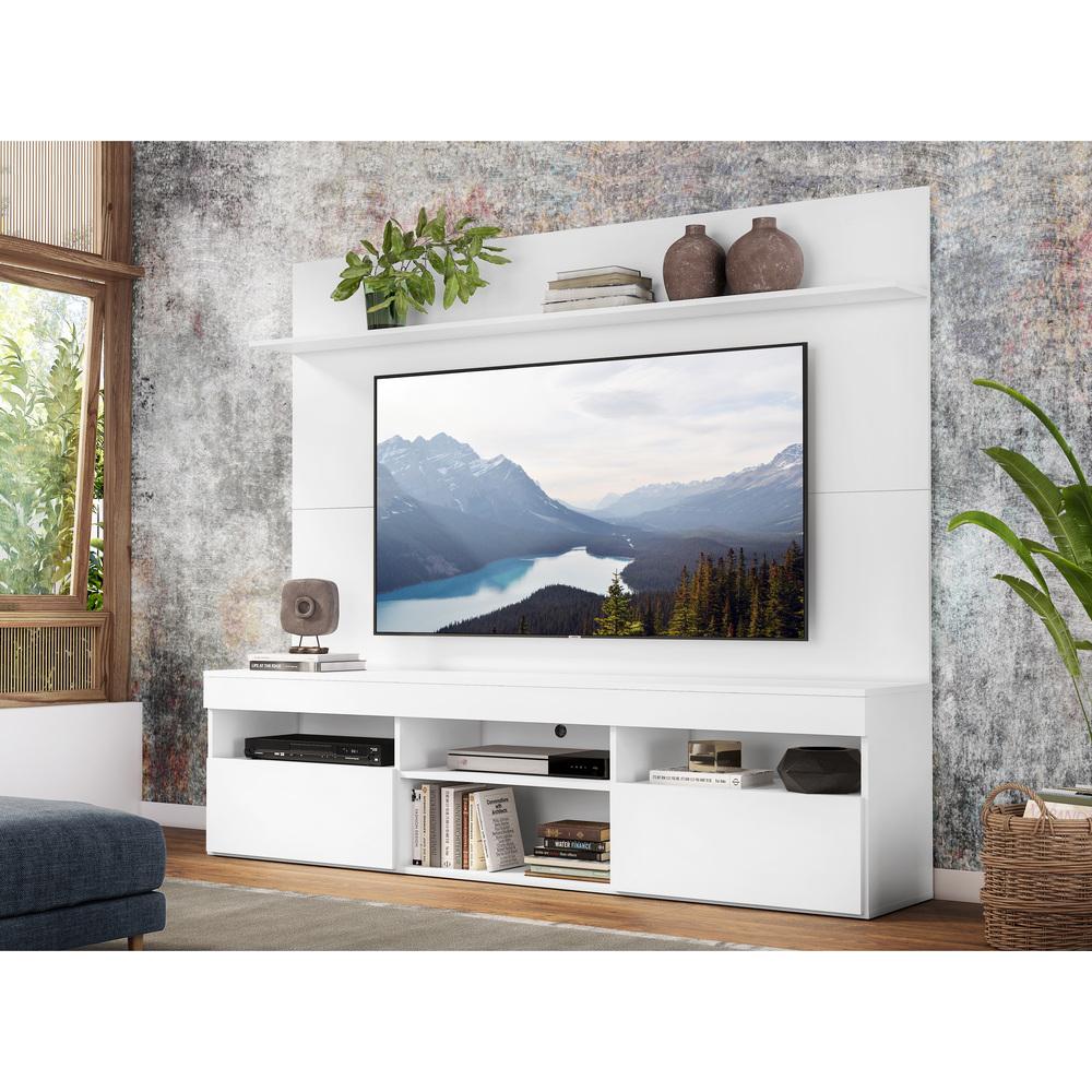 Rack com Painel e Suporte TV 65" com Prateleira Madri Multimóveis Branco