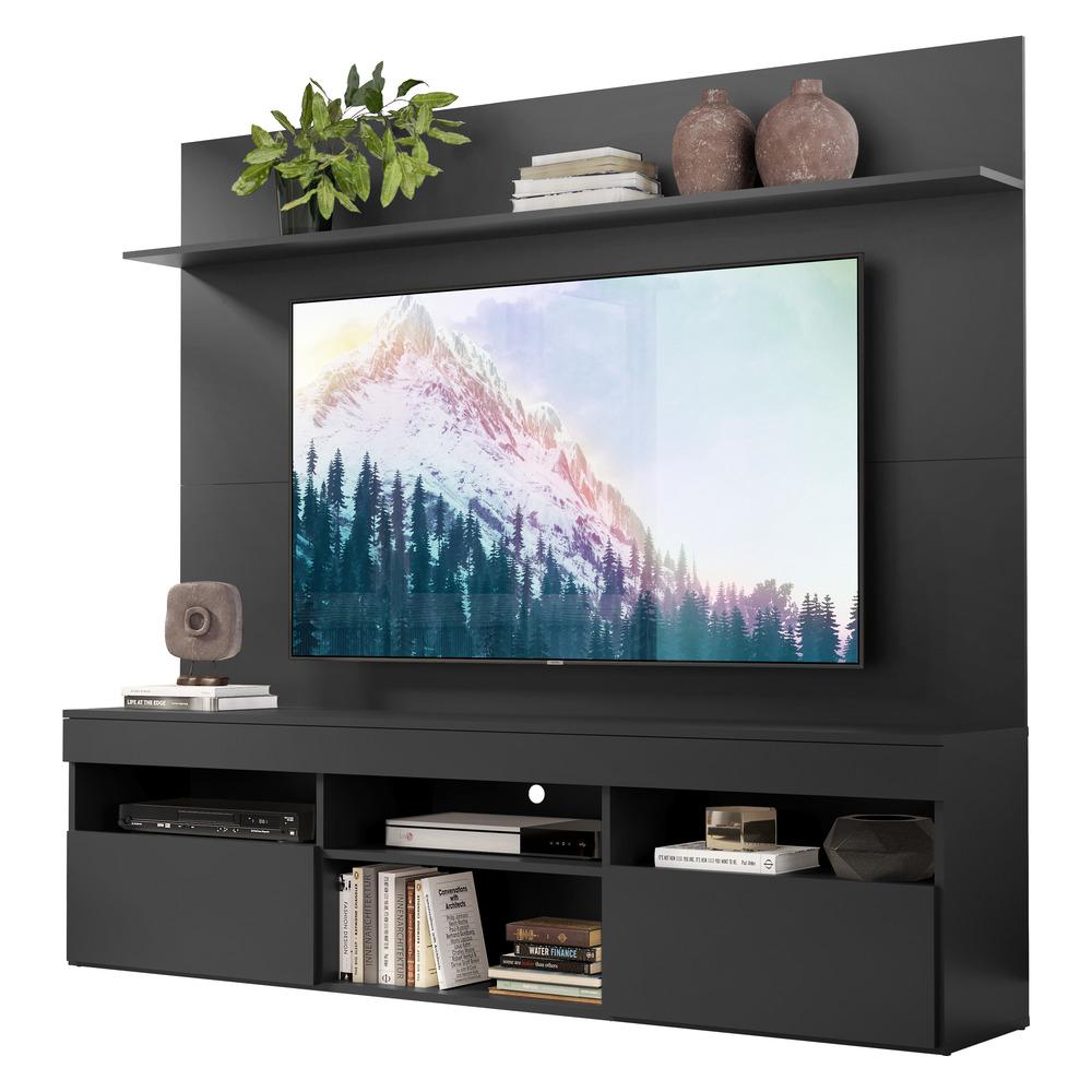 Rack com Painel e Suporte TV 65" com Prateleira Madri Multimóveis Preto