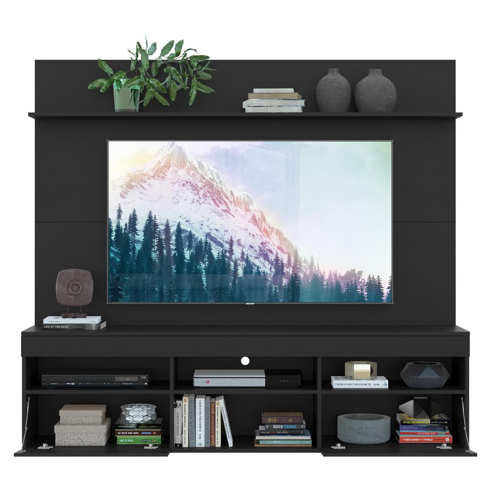 Rack com Painel e Suporte TV 65" com Prateleira Madri Multimóveis Preto