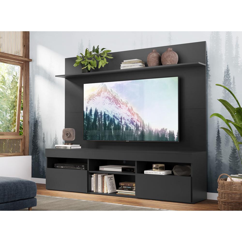 Rack com Painel e Suporte TV 65" com Prateleira Madri Multimóveis Preto