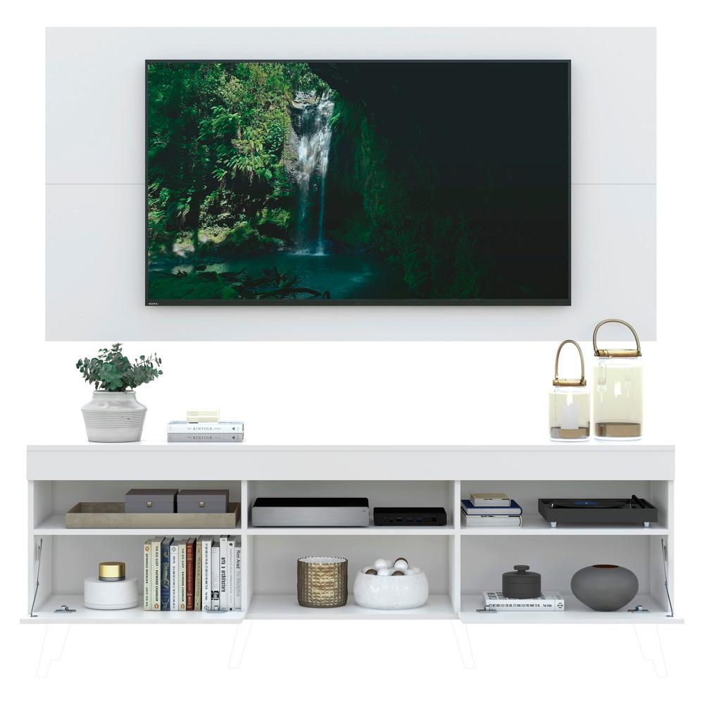 Rack com Painel e Suporte para TV até 65" Suspenso com 2 Portas Londres Multimóveis Branco