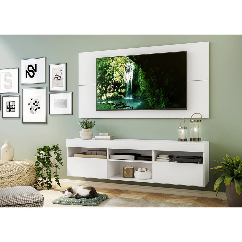 Rack com Painel e Suporte para TV até 65" Suspenso com 2 Portas Londres Multimóveis Branco