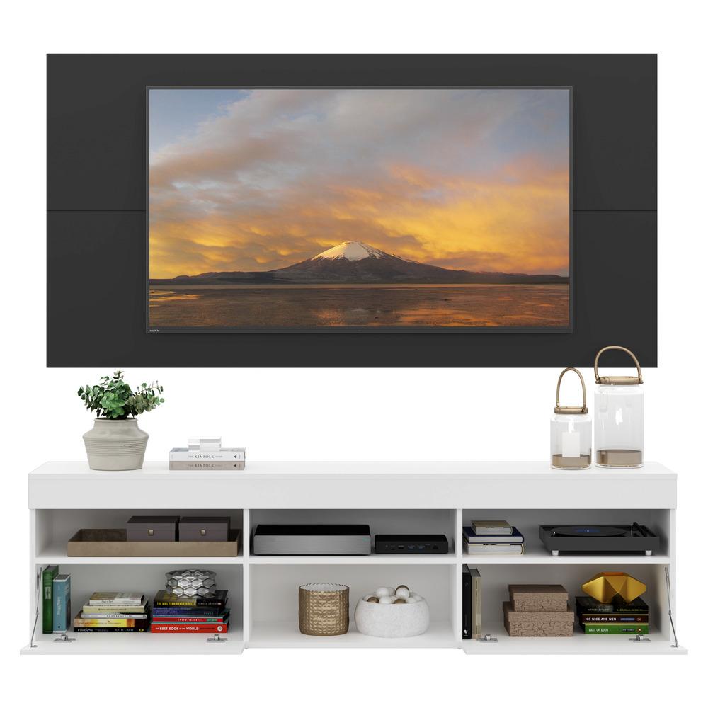 Rack com Painel e Suporte para TV até 65" Suspenso com 2 Portas Londres Multimóveis Branco/Preto